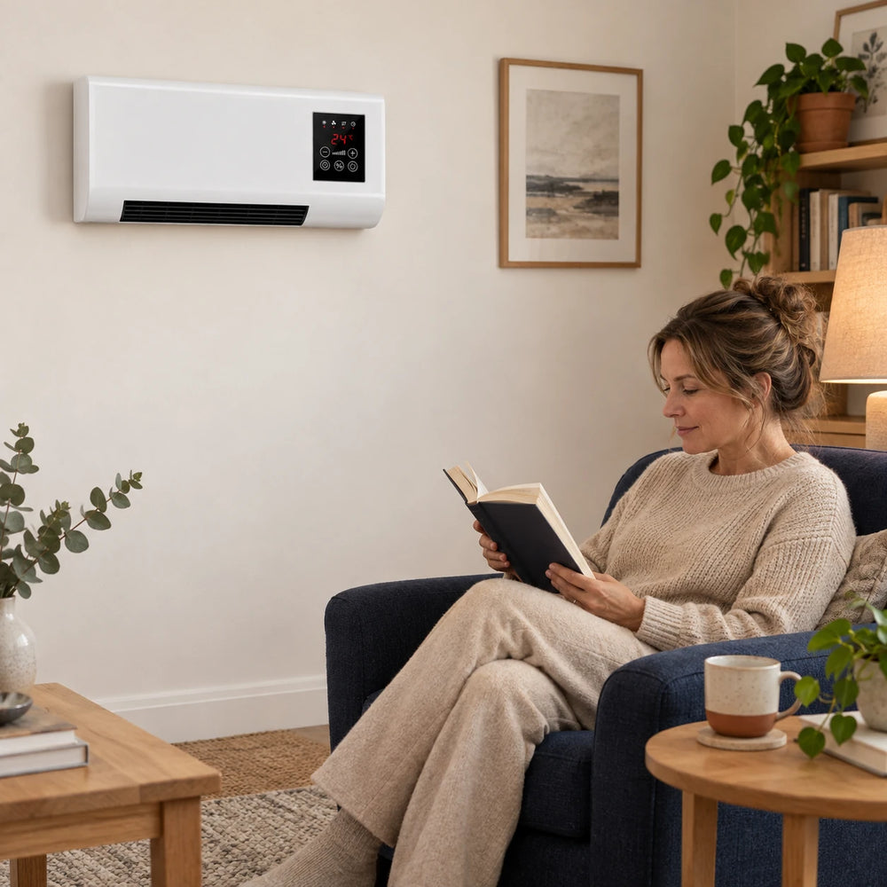 Wall-Mounted Fan Heater – 2000 W, Timer & Remote Control
