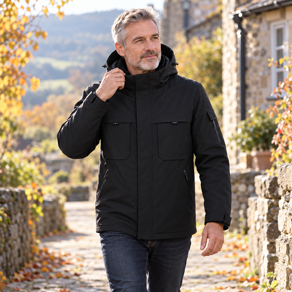 USB Heated Hooded Jacket — 9 Zones, Front & Back Controls