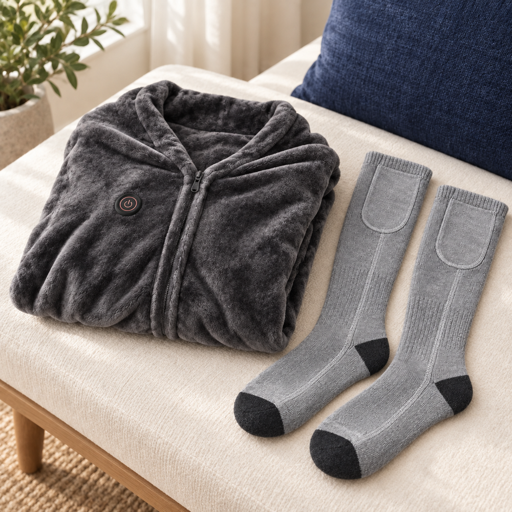 The Cosy Duo — Heated Fleece Throw & Heated Socks