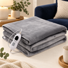 Grey Flannel Heated Throw – 6 Heat Settings & Timer