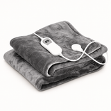 Grey Flannel Heated Throw Blanket – 160 × 120 cm, 3 Heat Settings