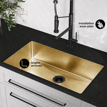 Rivage 81,3 × 48,3 cm acier inoxydable, simple Basin, Undermount évier de cuisine, or