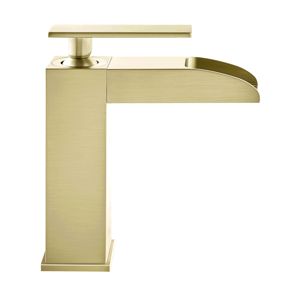 Concorde monotrou, monocommande, Waterfall mitigeur de lavabo – finition or brossé