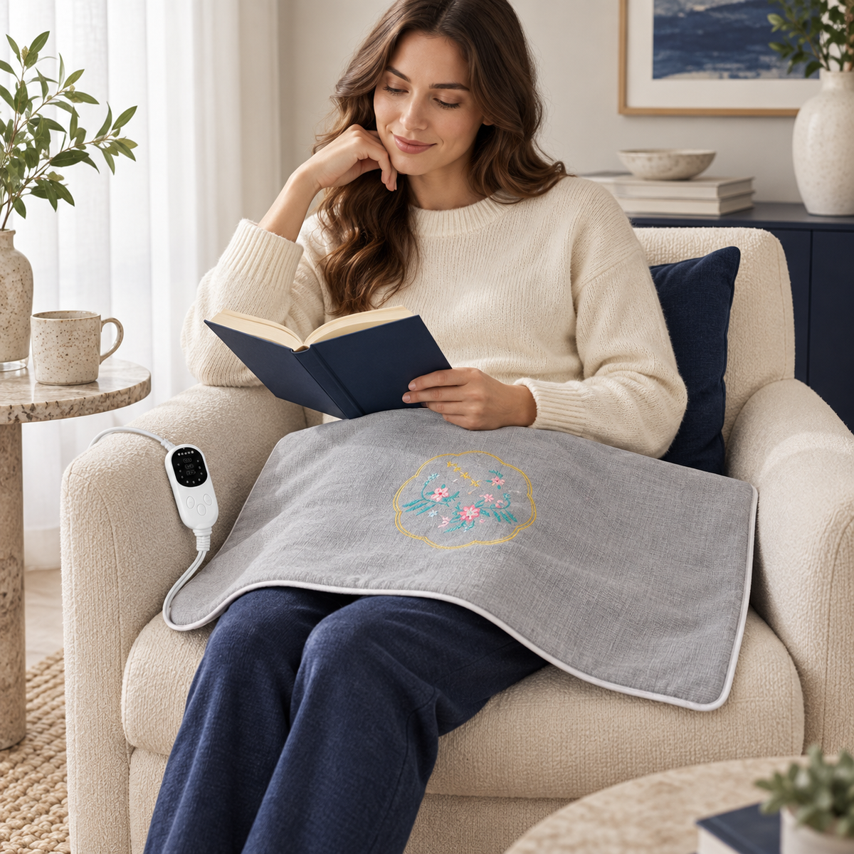 Electric Heating Pad – Grey Moxa Warming Mat for Home