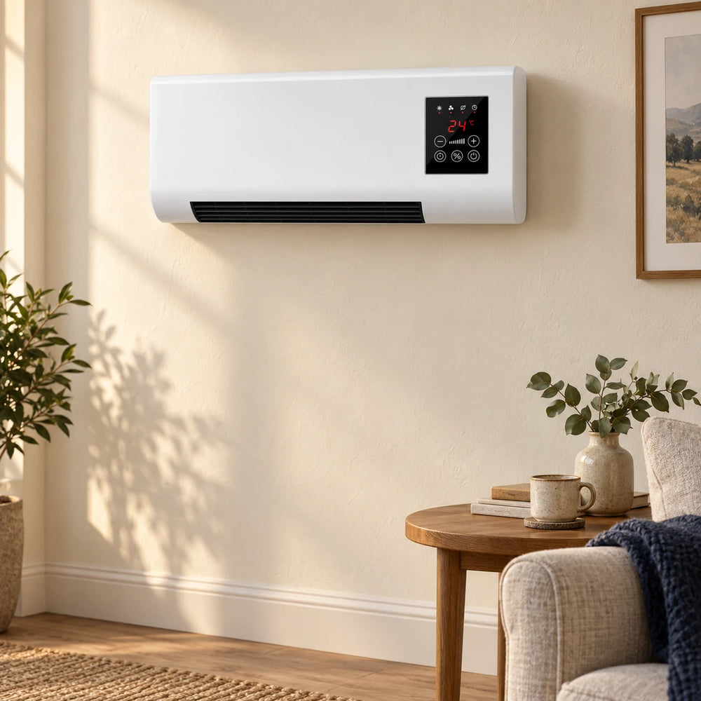 Wall-Mounted Fan Heater – 2000 W, Timer & Remote Control