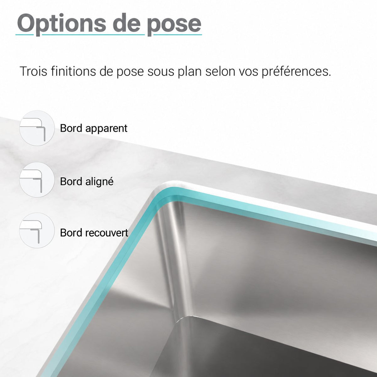 Toulouse 81,3 × 48,3 cm Low Divide acier inoxydable, Dual Basin, Under-Mount évier de cuisine