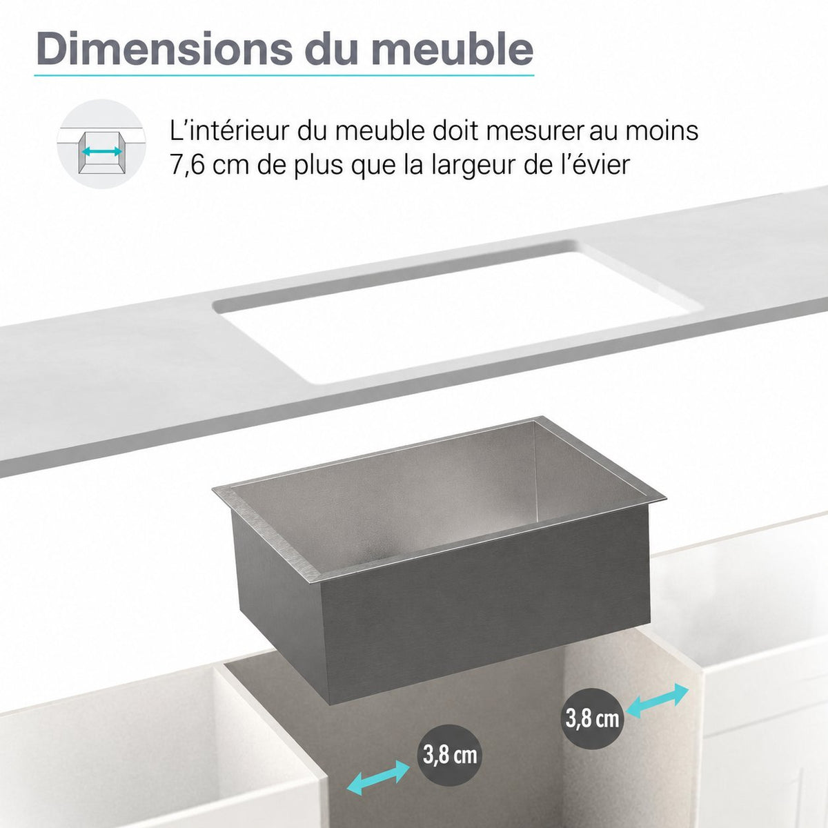 Toulouse 81,3 × 48,3 cm Low Divide acier inoxydable, Dual Basin, Under-Mount évier de cuisine