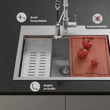 Ravi simple Basin 76,2 × 55,9 cm Topmount Kitchen Workstation vasque