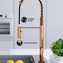 Chalet Poignée unique, Pull-Down mitigeur de cuisine – finition Rose or