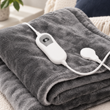 Grey Flannel Heated Throw Blanket – 160 × 120 cm, 3 Heat Settings