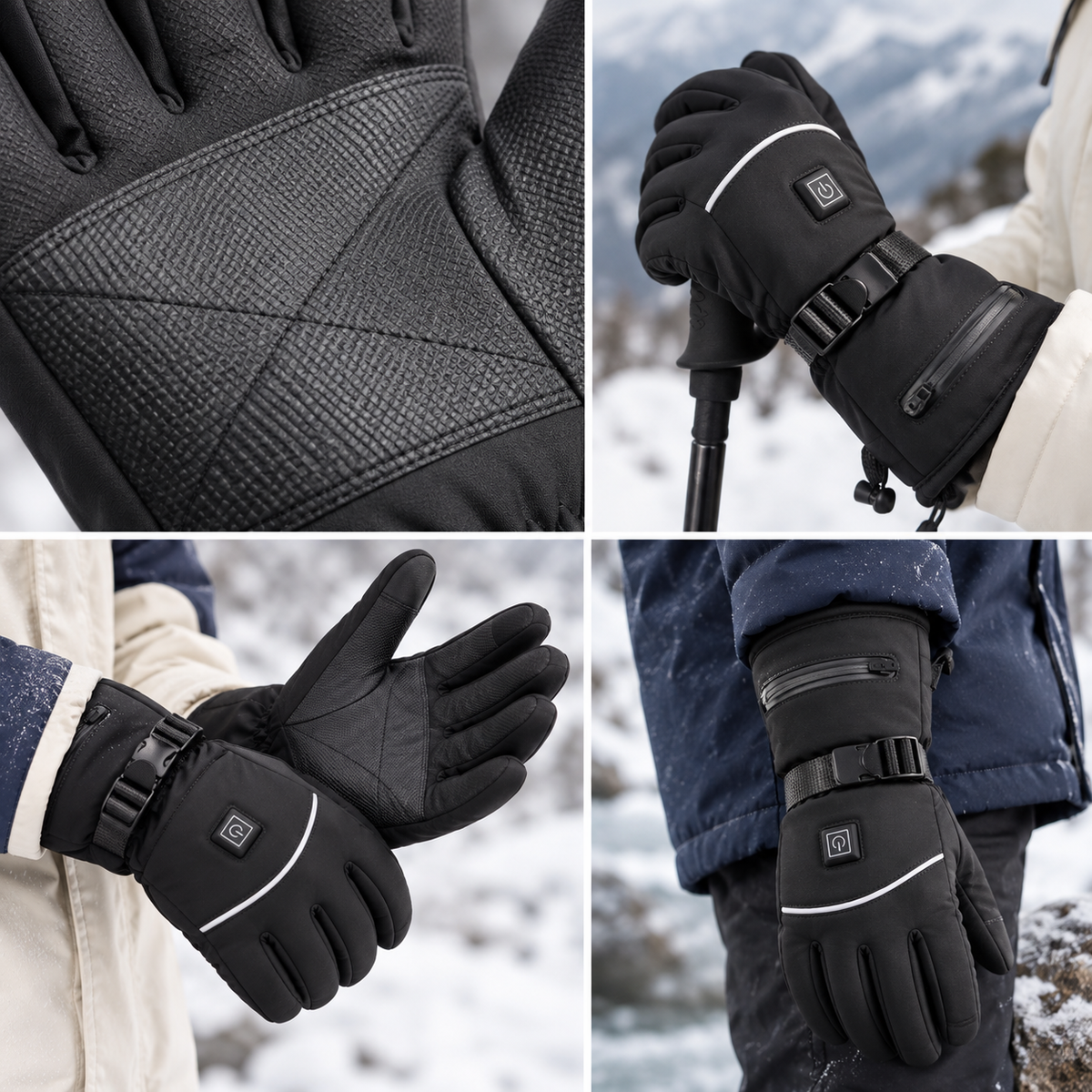 Electric Heated Winter Gloves – 3 Heat Settings, Black