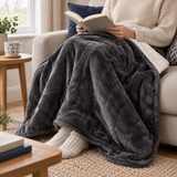 Charcoal Sherpa Heated Throw – Adjustable Heat & Timer