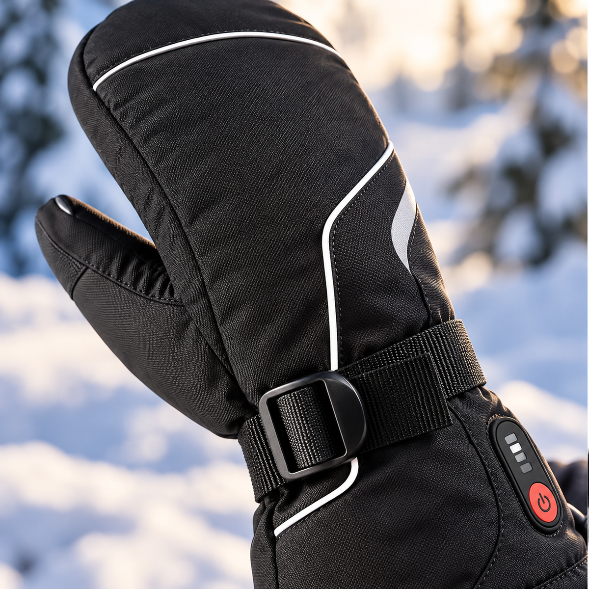 Rechargeable Heated Ski Mittens – 3 Heat Settings & Batteries