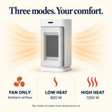 Compact Oscillating Fan Heater – 800/1200 W & Remote Control