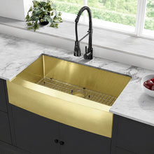 Rivage 91,4 × 53,3 cm acier inoxydable, simple Basin, Farmhouse évier de cuisine avec Apron – finition or
