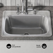 Ouvert 63,5 × 55,9 cm acier inoxydable, simple Basin, Top Mount évier de cuisine