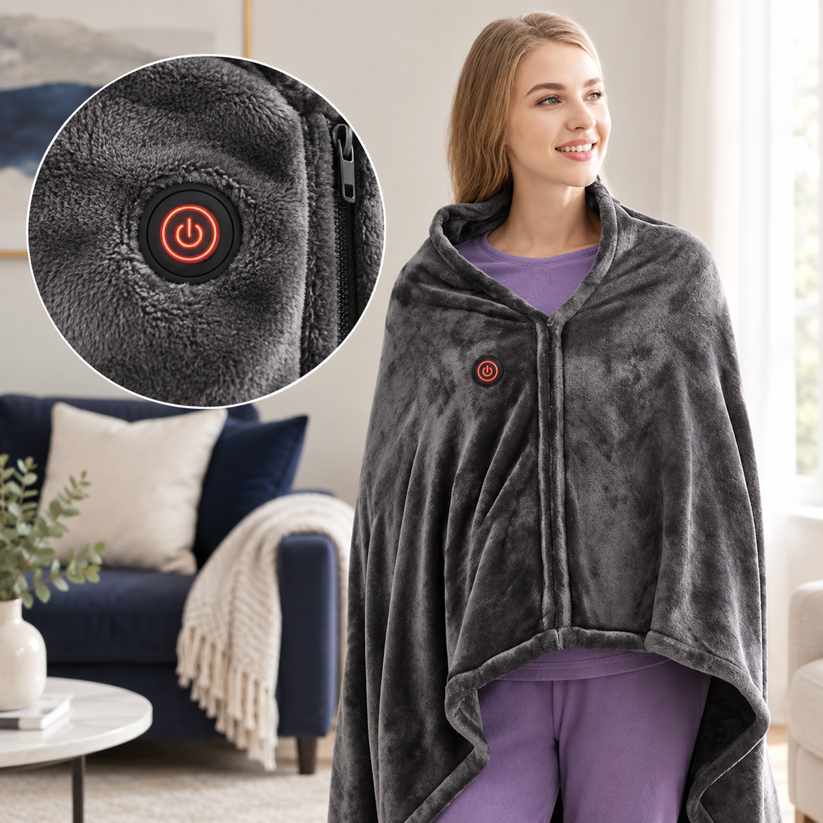The Cosy Duo — Heated Fleece Throw & Heated Socks