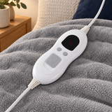 Grey Flannel Heated Throw – 6 Heat Settings & Timer