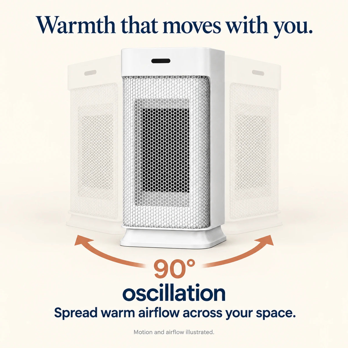 Compact Oscillating Fan Heater – 800/1200 W & Remote Control