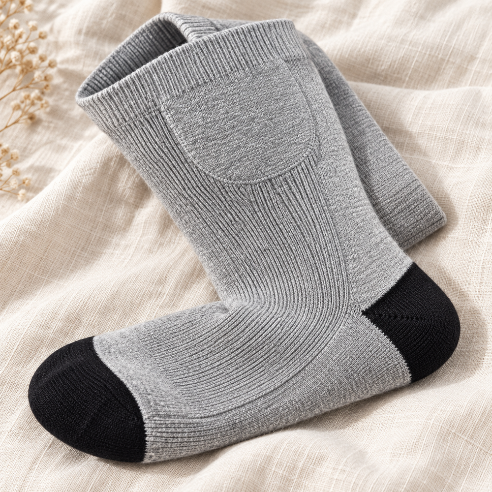 Rechargeable Heated Socks – Cotton Knit, Batteries Included