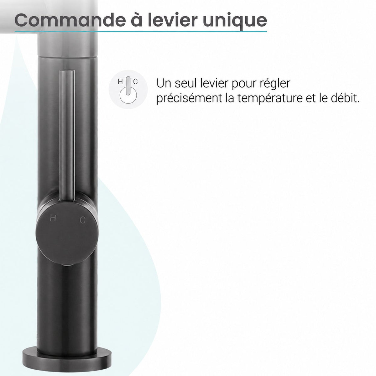 Nouvet Poignée unique, Pull-Down mitigeur de cuisine avec Pot Filler – finition Gunmetal gris