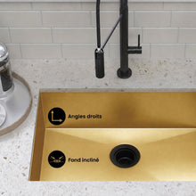 Tourner 66 × 45,7 cm acier inoxydable, simple Basin, Undermount évier de cuisine, or