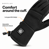 Close-up of a SAVIOR SHGS18 cuff with its heating control and adjustable drawcord.