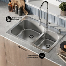 Ouvert 83,8 × 55,9 cm acier inoxydable, Dual Basin, Top-Mount évier de cuisine
