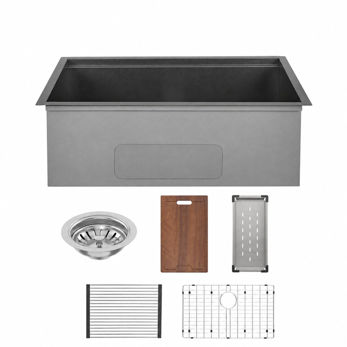 Tourner 76,2 × 48,3 cm acier inoxydable, simple Basin, Undermount Kitchen Workstation vasque – finition noir