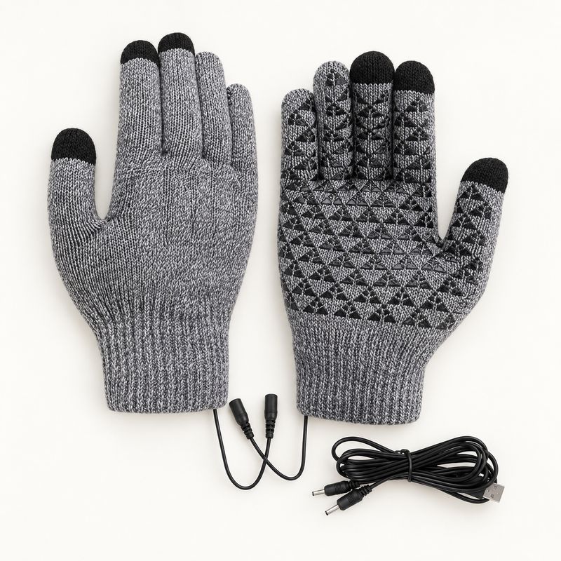 USB Heated Knitted Gloves – Touchscreen & Non-Slip Grip
