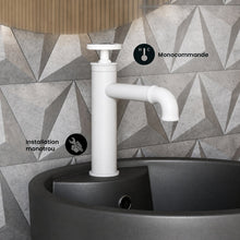 Avallon monotrou, monocommande Wheel, mitigeur de lavabo – finition blanc mat