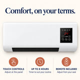 Wall-Mounted Fan Heater – 2000 W, Timer & Remote Control