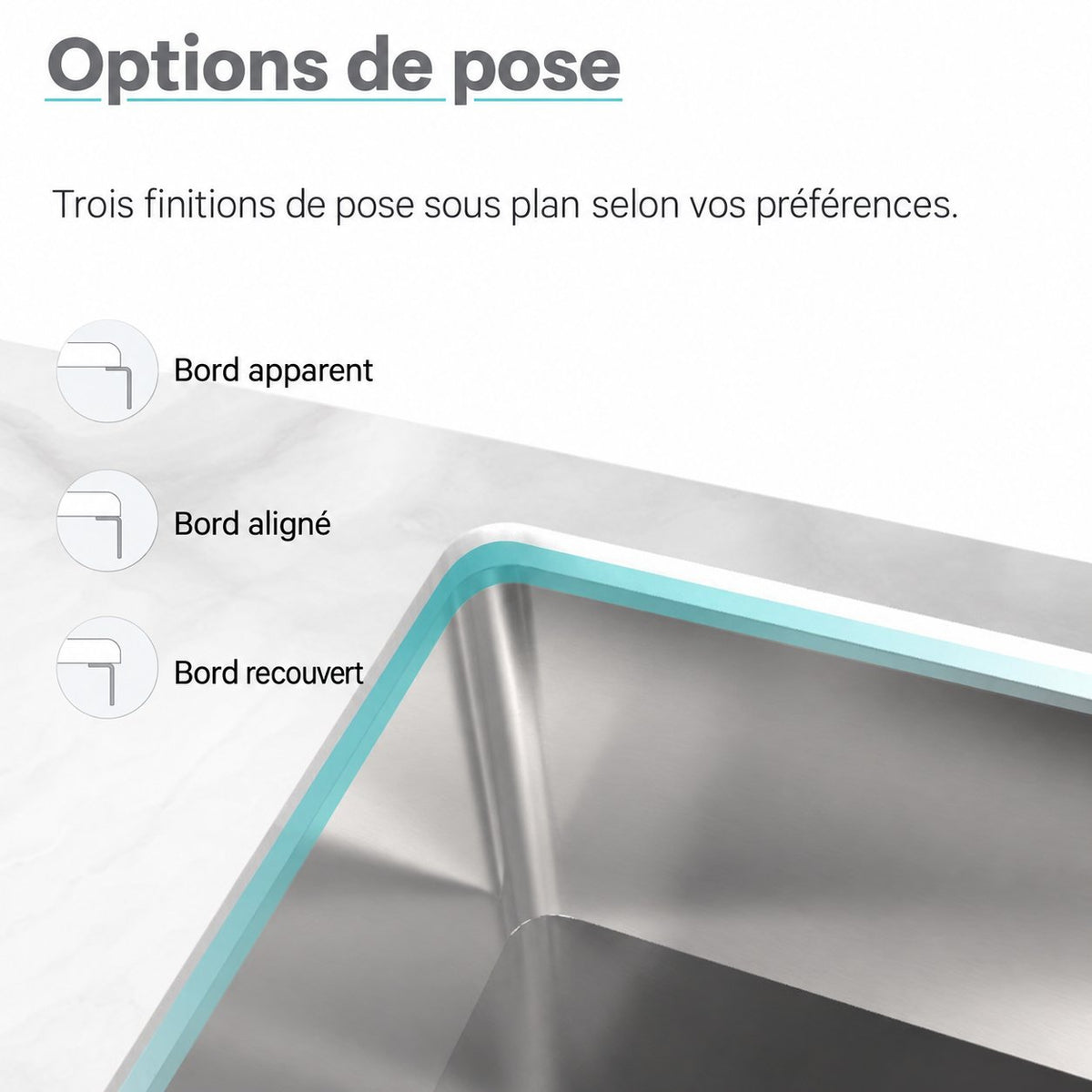 Toulouse 40,6 × 40,6 cm acier inoxydable, simple Basin, Undermount évier de cuisine