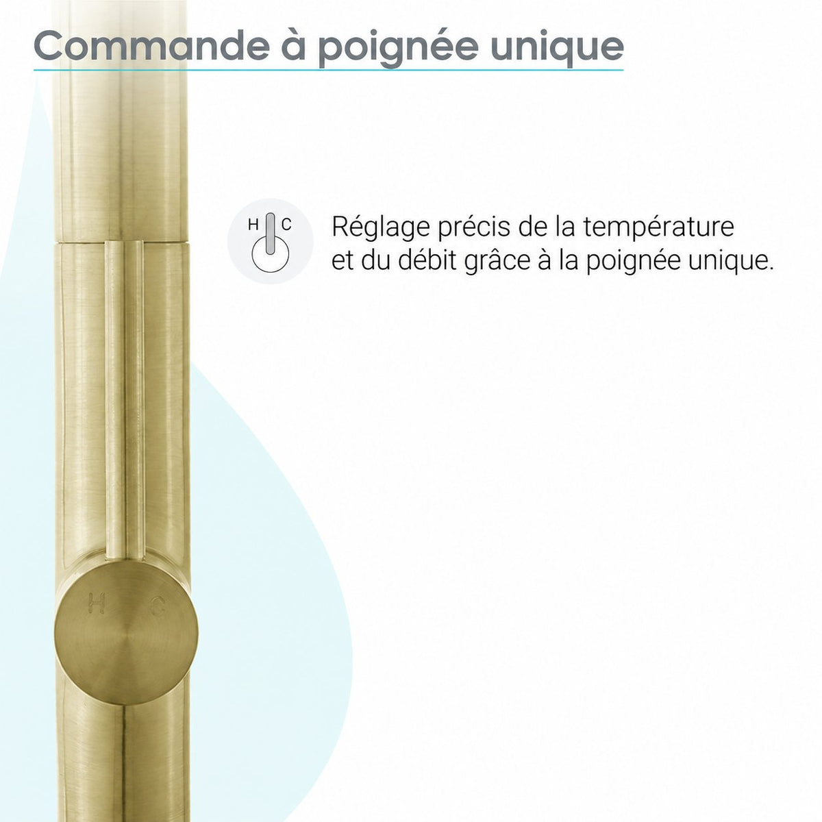 Chalet Poignée unique, Pull-Down mitigeur de cuisine – finition or brossé