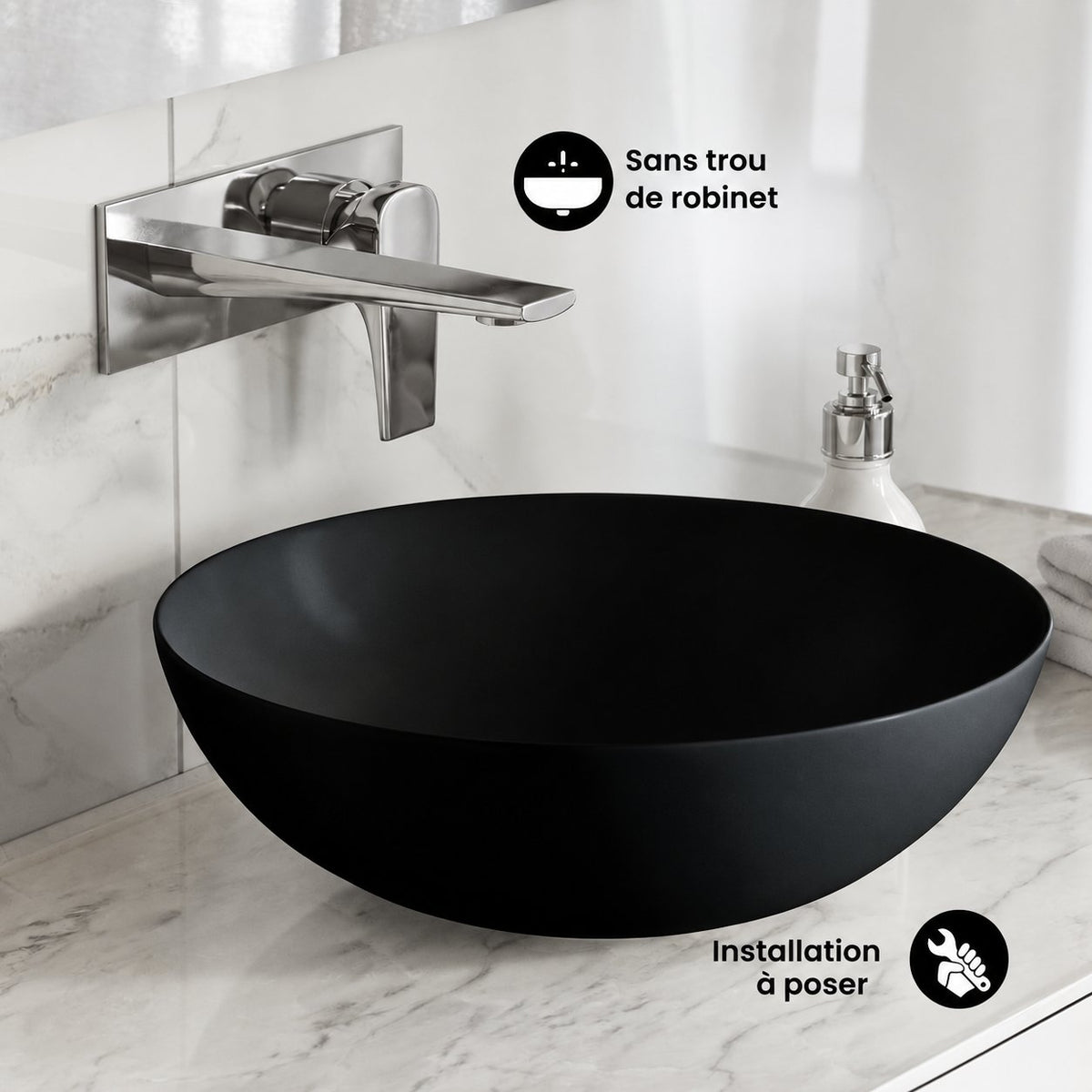 Classe 16 Color céramique vasque – finition noir mat