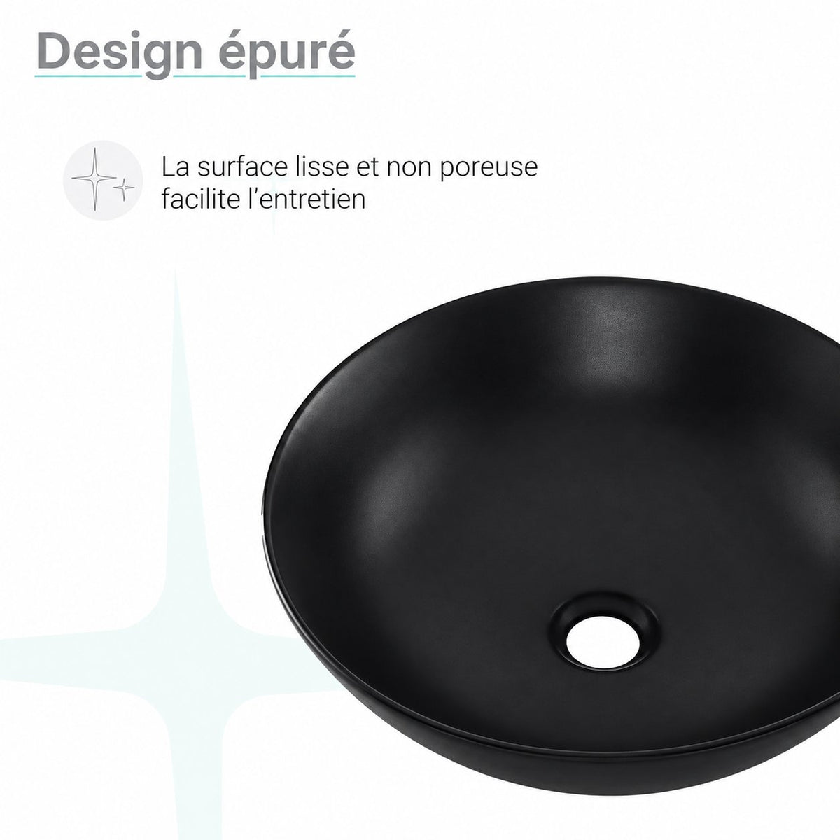 Classe 16 Color céramique vasque – finition noir mat