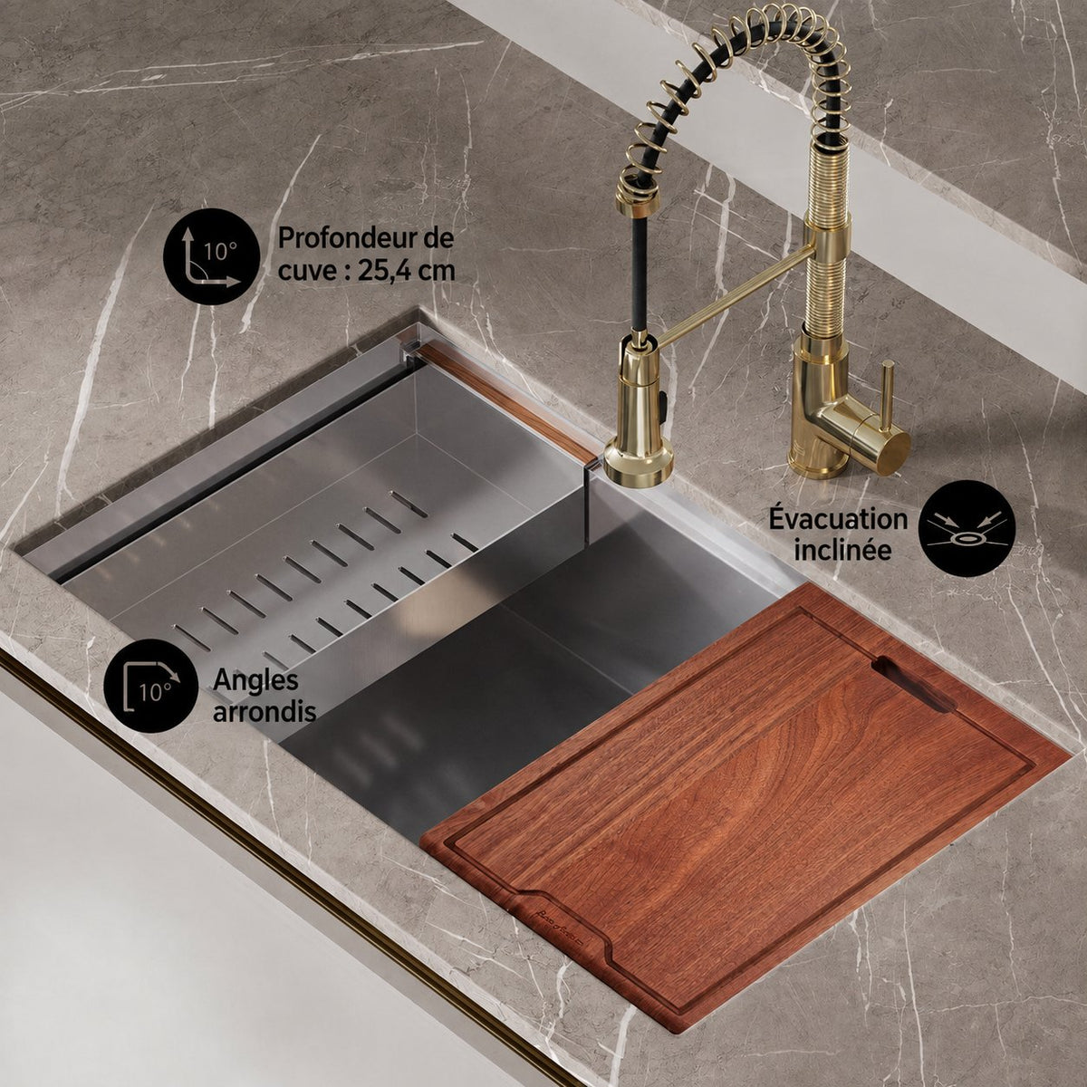 Rivage 81,3 × 48,3 cm simple Basin Undermount Kitchen Workstation vasque
