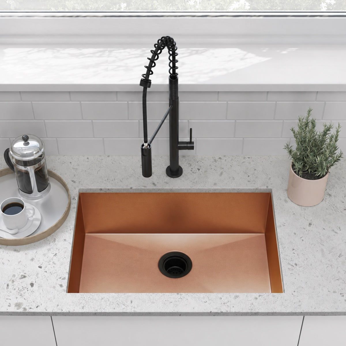 Tourner 66 × 45,7 cm acier inoxydable, simple Basin, Undermount évier de cuisine, Rose or
