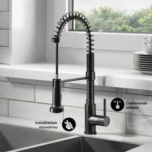 Nouvet Poignée unique, Pull-Down mitigeur de cuisine – finition noir mat