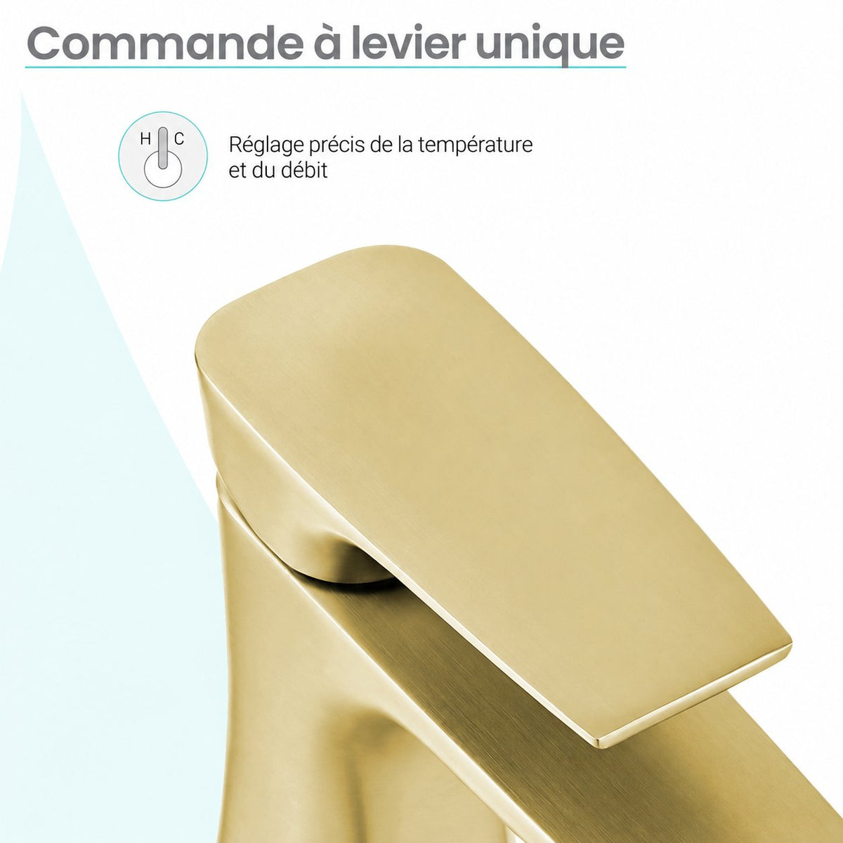 Monaco monotrou, monocommande, mitigeur de lavabo – finition or brossé
