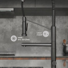 Nouvet Poignée unique, Pull-Down mitigeur de cuisine avec Pot Filler – finition Gunmetal gris
