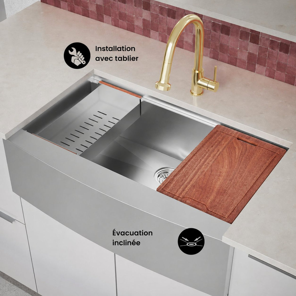 Rivage 91,4 × 55,9 cm simple Basin Apron Kitchen Workstation vasque