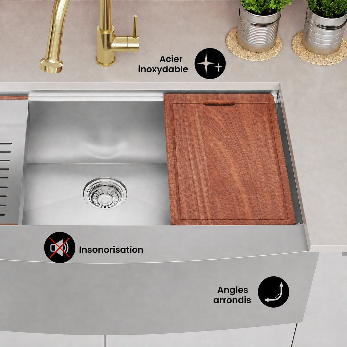 Rivage 91,4 × 55,9 cm simple Basin Apron Kitchen Workstation vasque