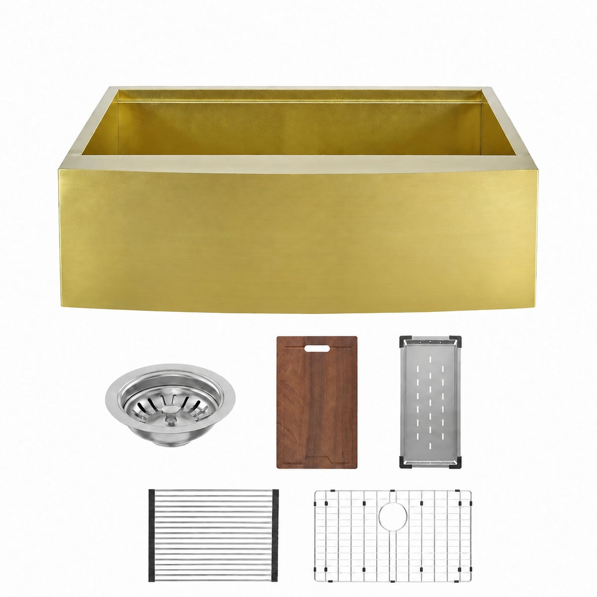 Tourner 83,8 × 55,9 cm acier inoxydable, simple Basin, Farmhouse Kitchen Workstation vasque avec Apron – finition or