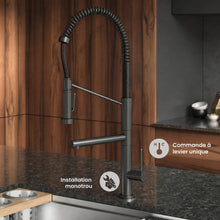 Nouvet Poignée unique, Pull-Down mitigeur de cuisine avec Pot Filler – finition Gunmetal gris
