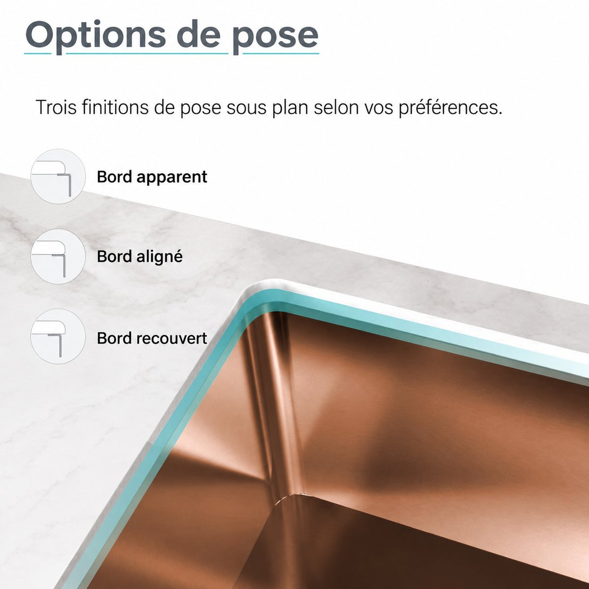 Tourner 66 × 45,7 cm acier inoxydable, simple Basin, Undermount évier de cuisine, Rose or