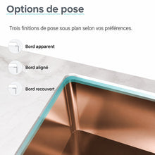 Tourner 66 × 45,7 cm acier inoxydable, simple Basin, Undermount évier de cuisine, Rose or