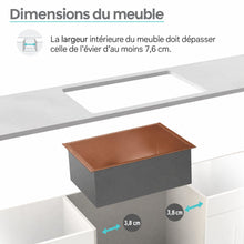 Tourner 66 × 45,7 cm acier inoxydable, simple Basin, Undermount évier de cuisine, Rose or