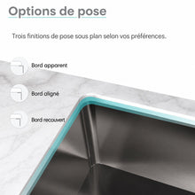 Tourner 66 × 45,7 cm acier inoxydable, simple Basin, Undermount évier de cuisine, noir