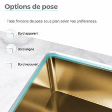 Tourner 68,6 × 48,3 cm acier inoxydable, simple Basin, Undermount évier de cuisine – finition or
